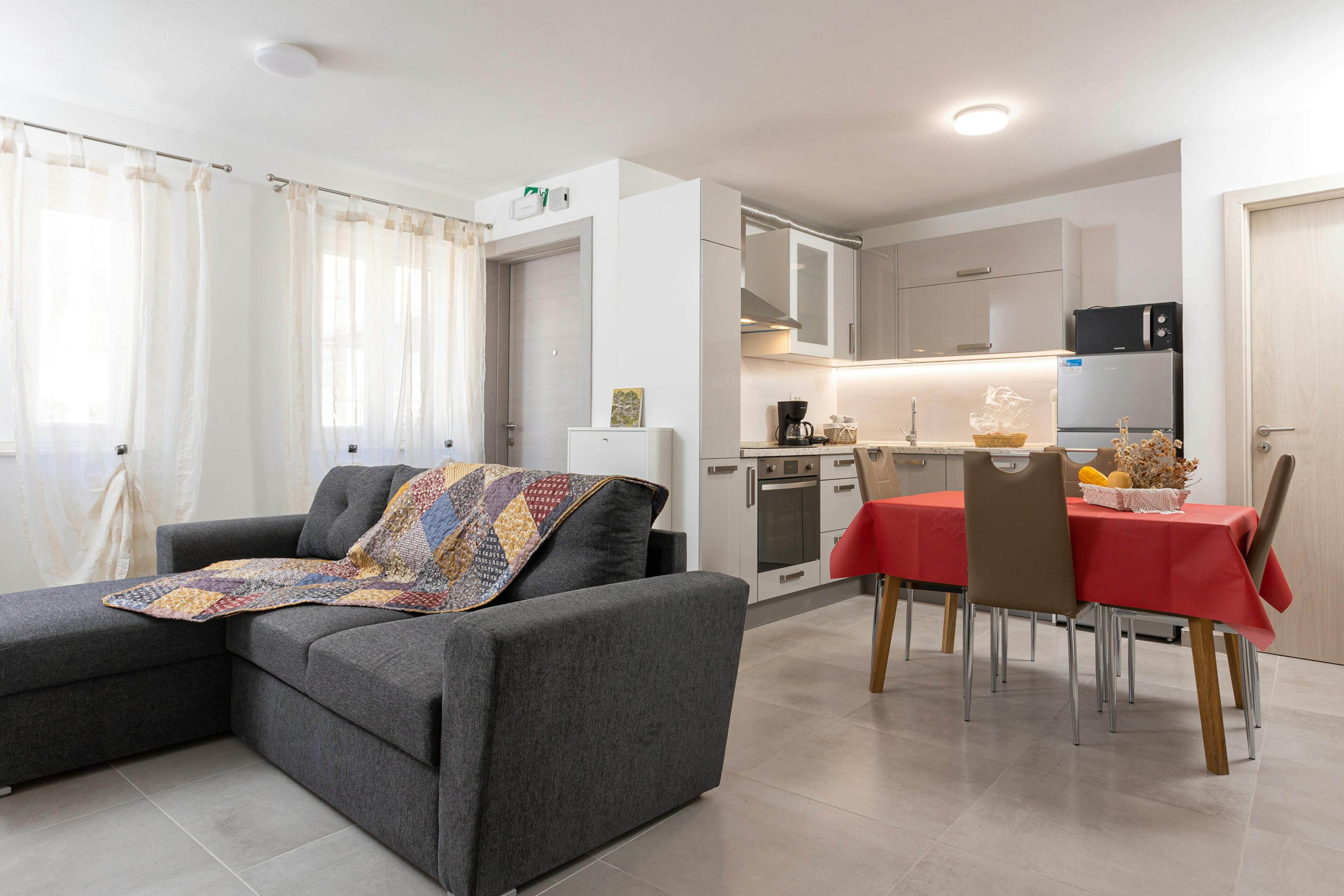 Living room and dining room