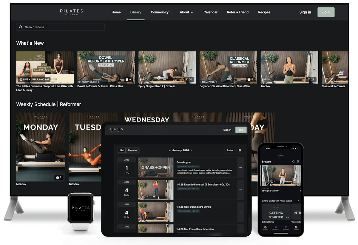 Pilates by Leah — membership platform powered by Uscreen