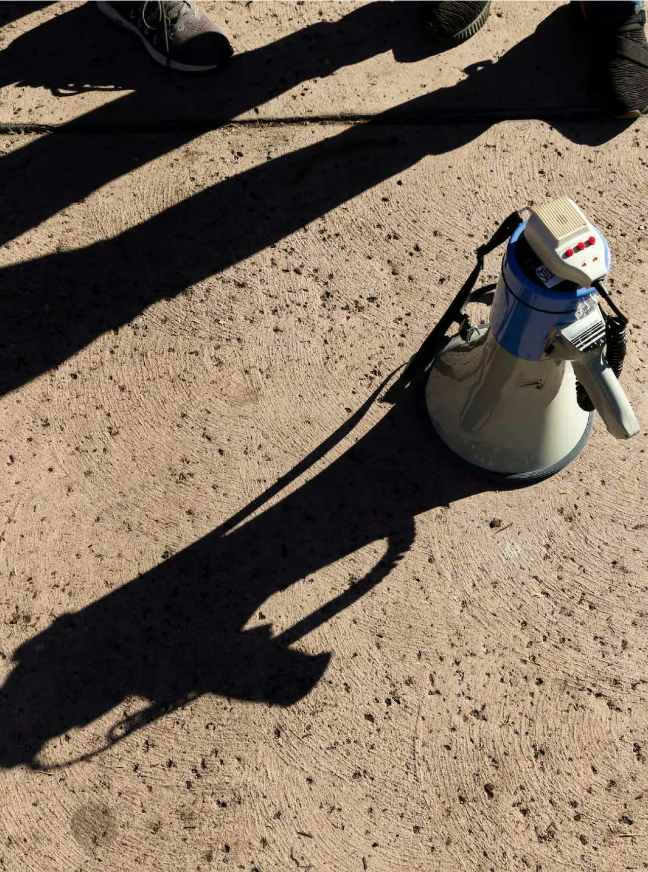 A megaphone on the ground