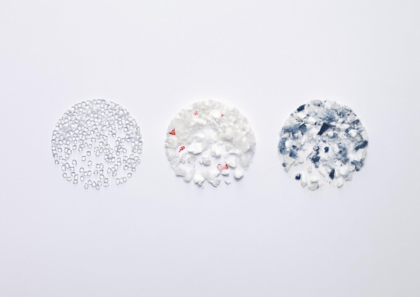 Materials in three circular shapes