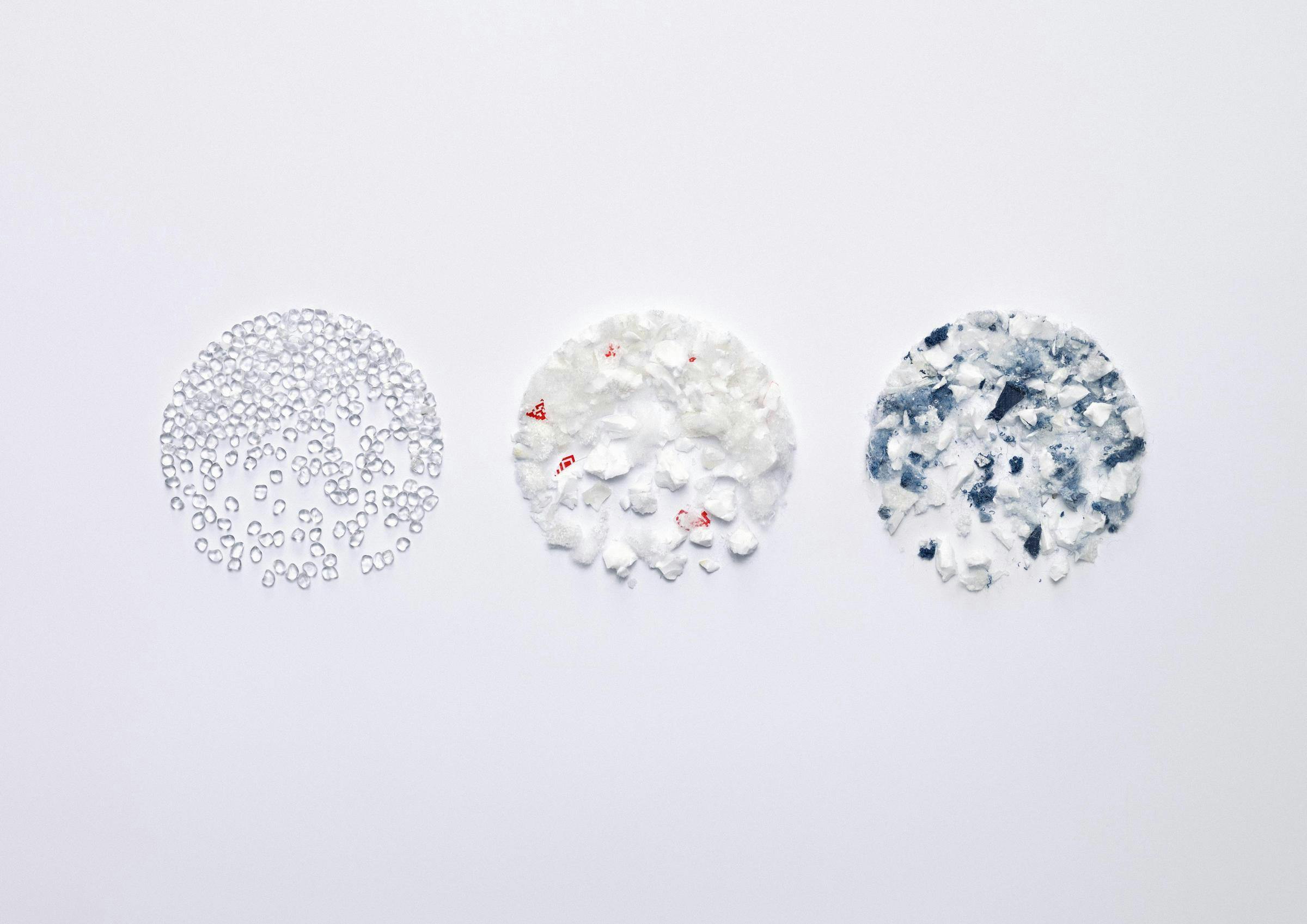 Materials in three circular shapes