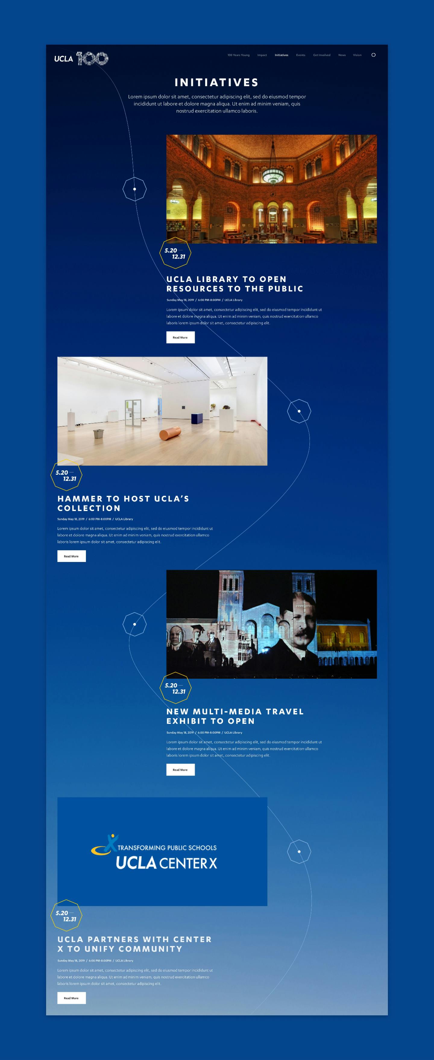 Screenshot of UCLA 100 initiatives page