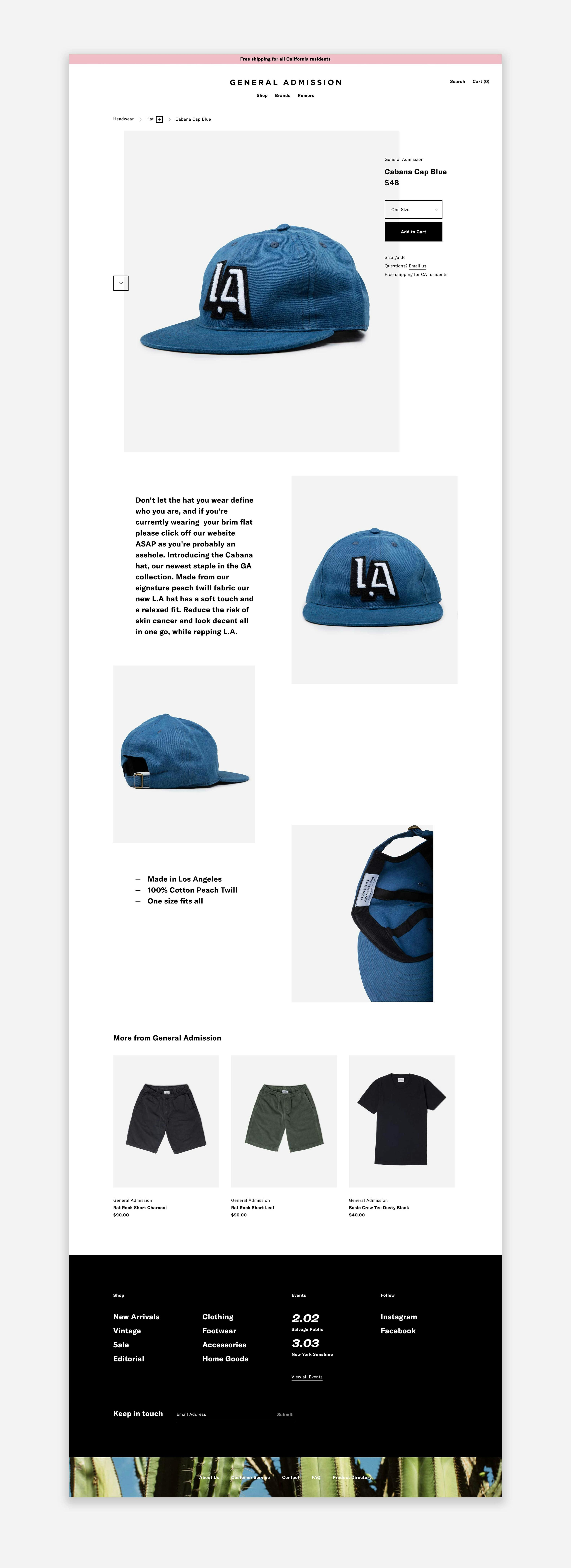 LA Hat product page