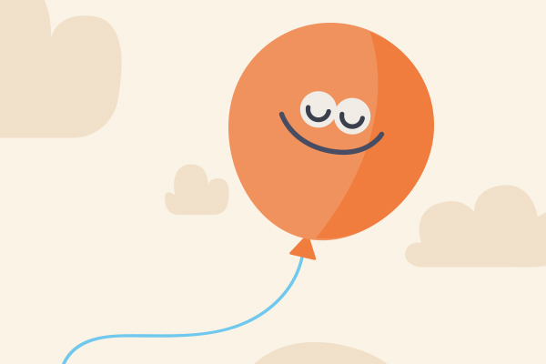 A balloon with a face relaxing