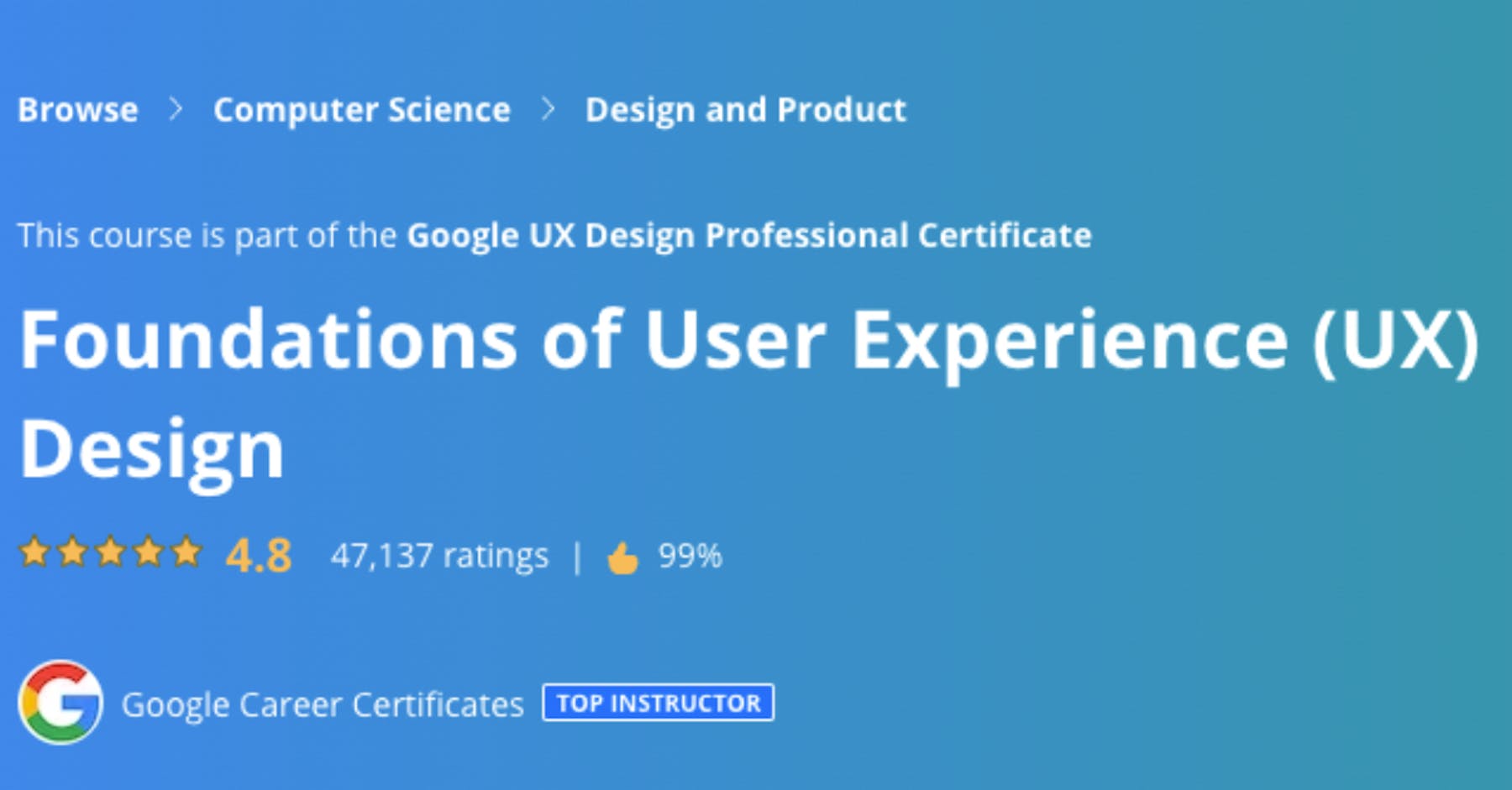 Google's UX design certificate training