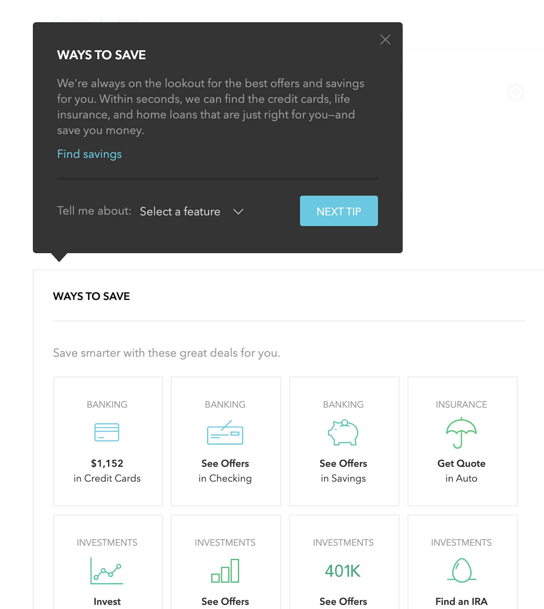 Mint onboarding tool tips