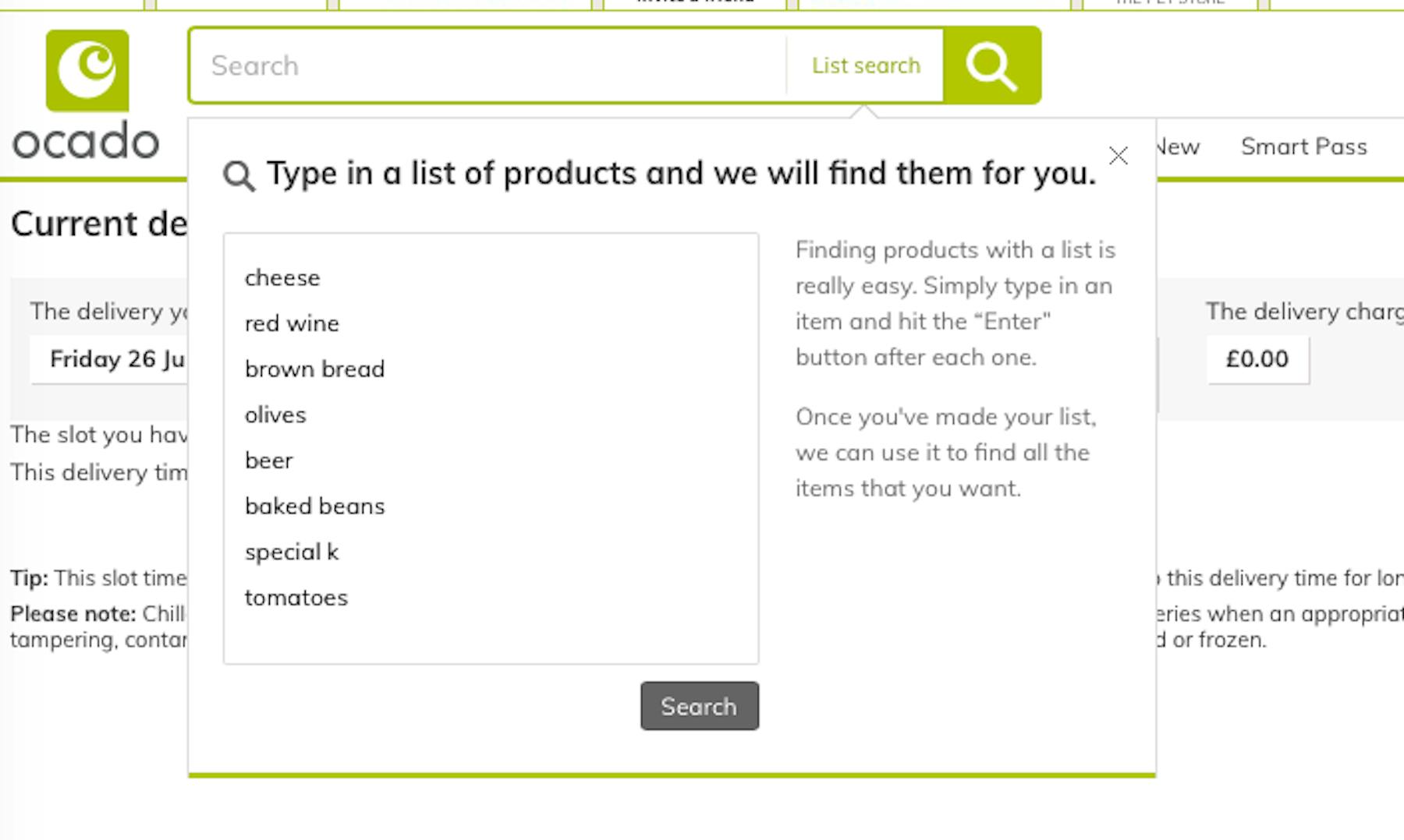 Grocery and Food Delivery Site UX: Allow Users to Add “Past