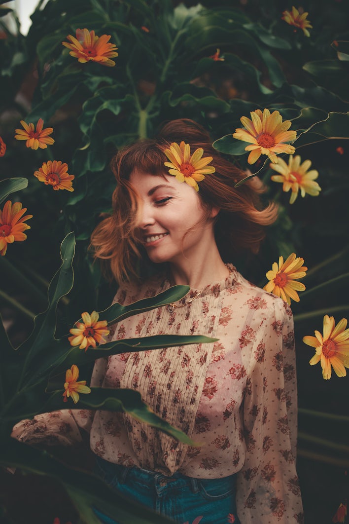 phographie fleurs, photographie femme, portrait fleurs