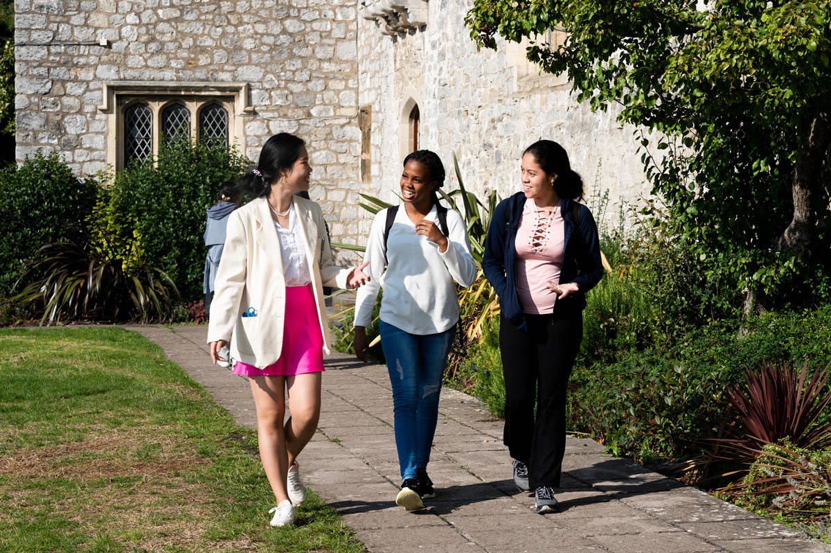 Students walking in the grounds