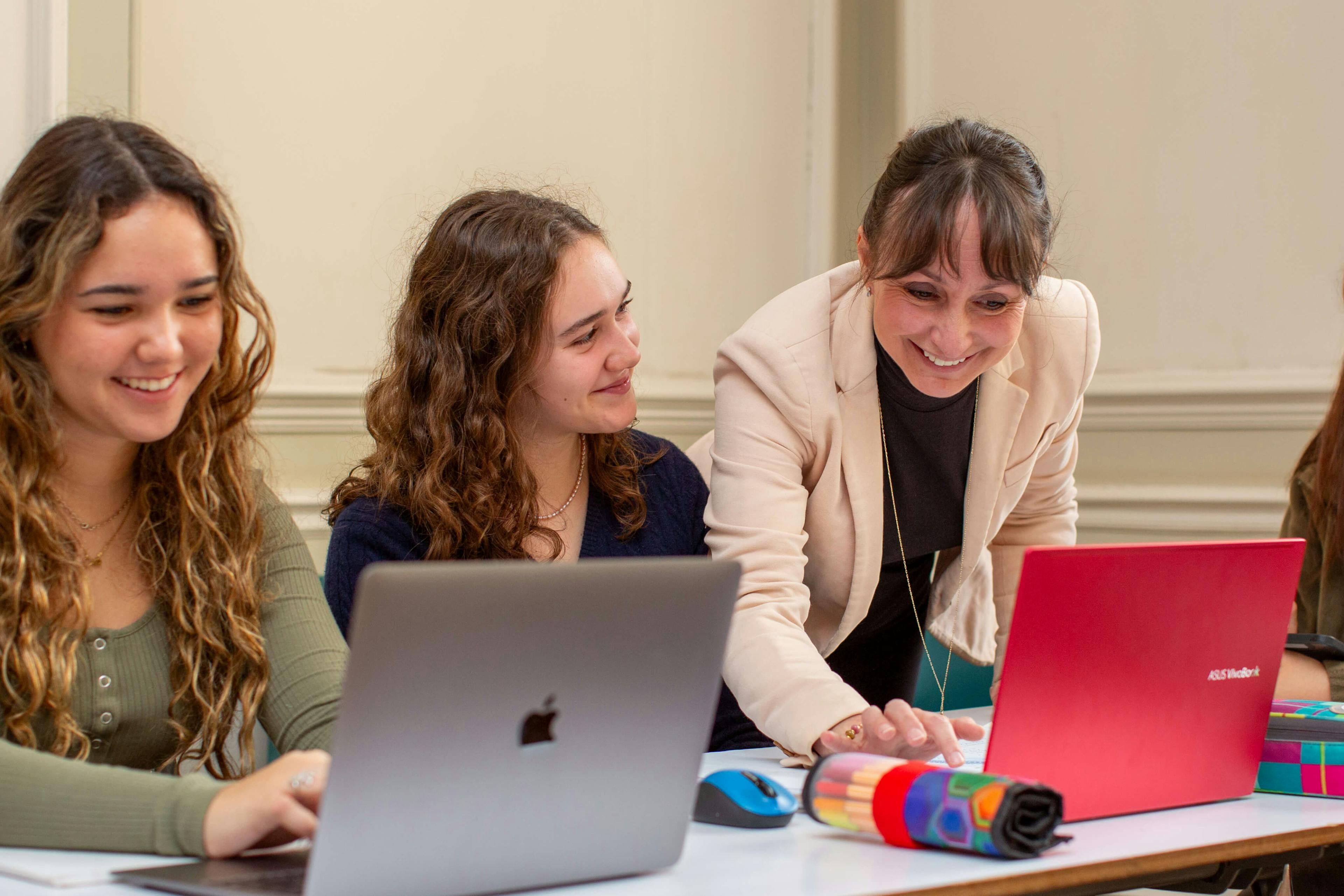 Students working on laptops