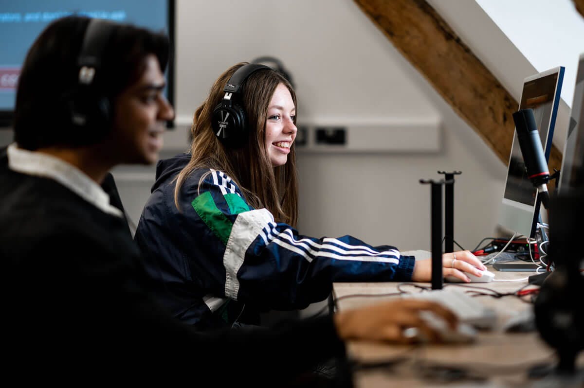 Student working at computers