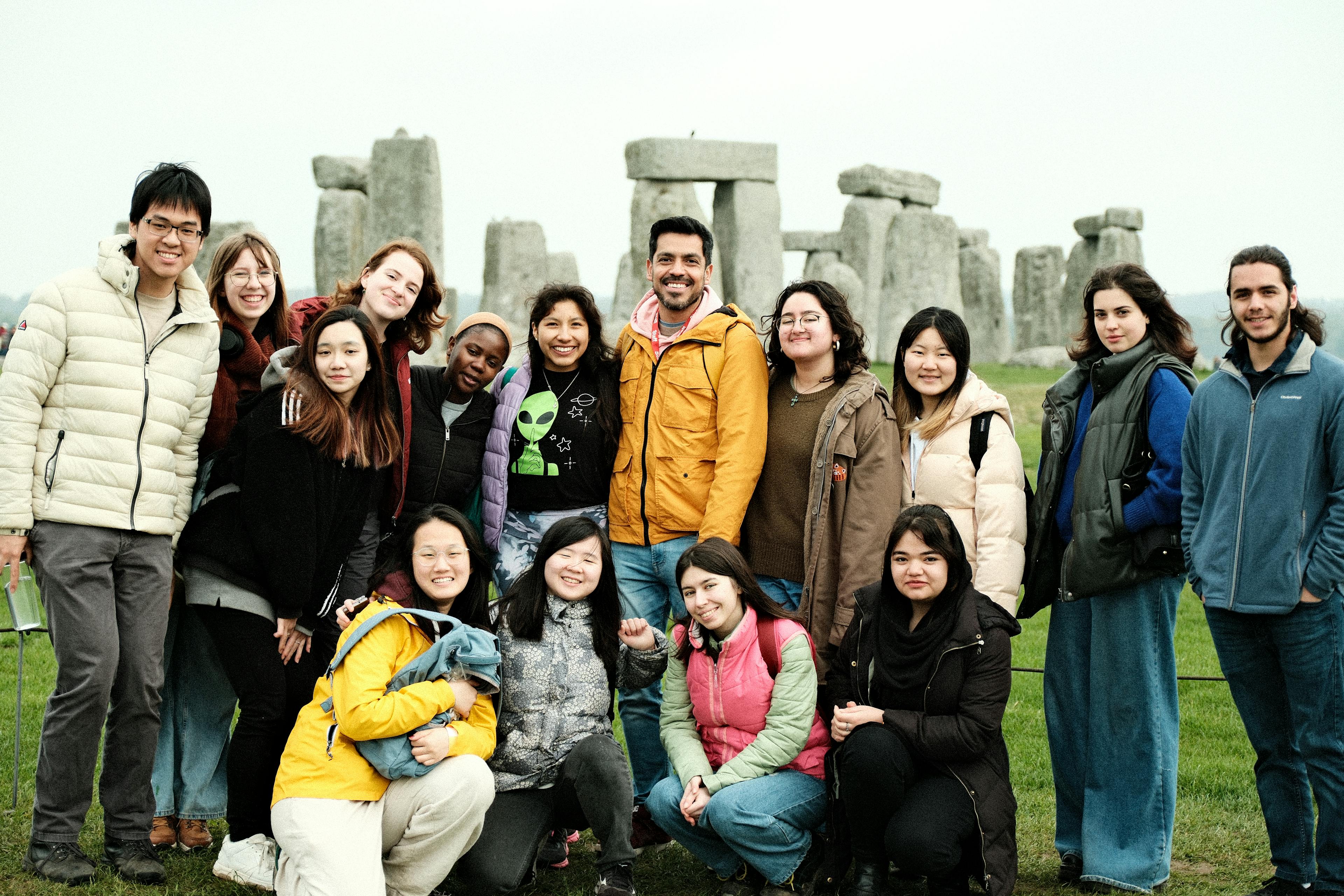 students at stonehenge