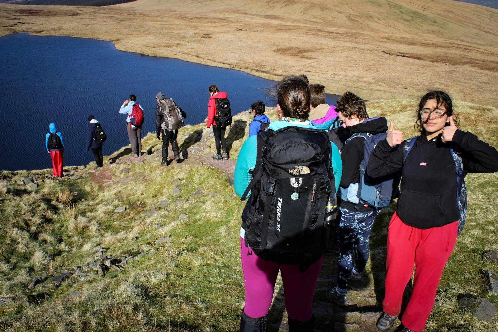 students on a hike