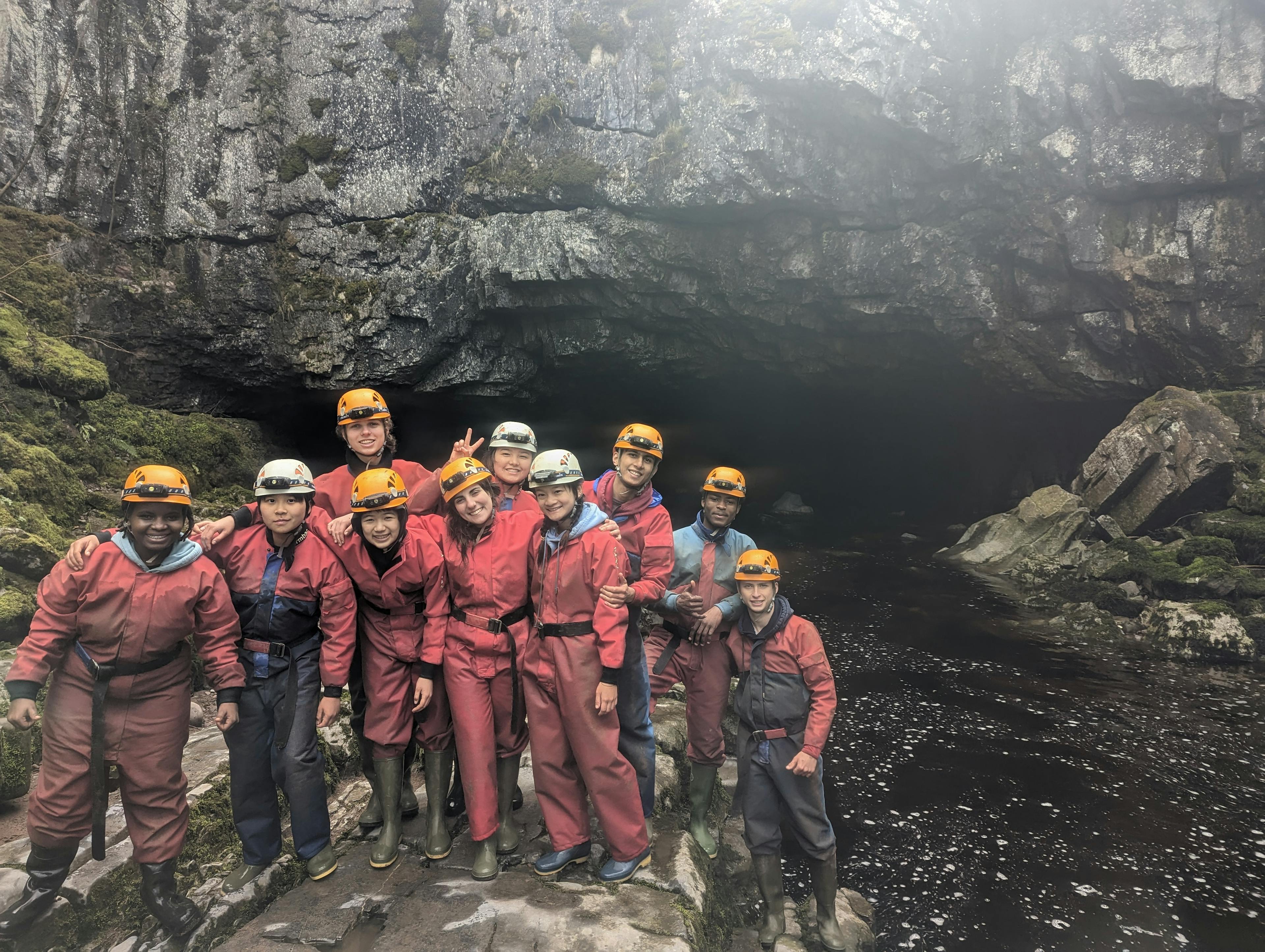 students going caving