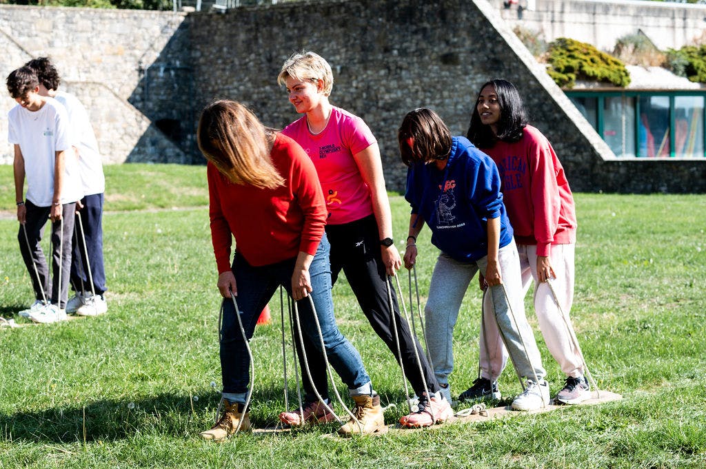 students playing games