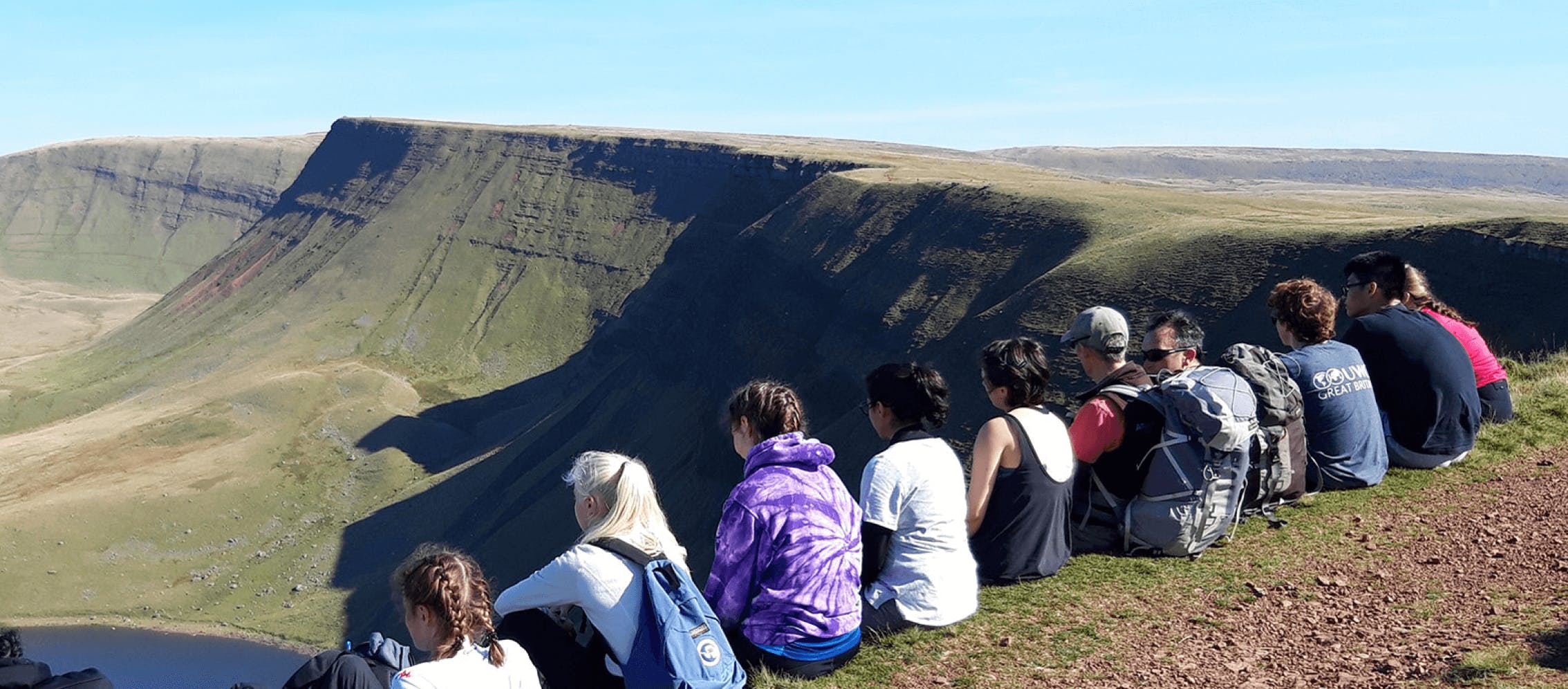 pupils looking over the welsh mountains