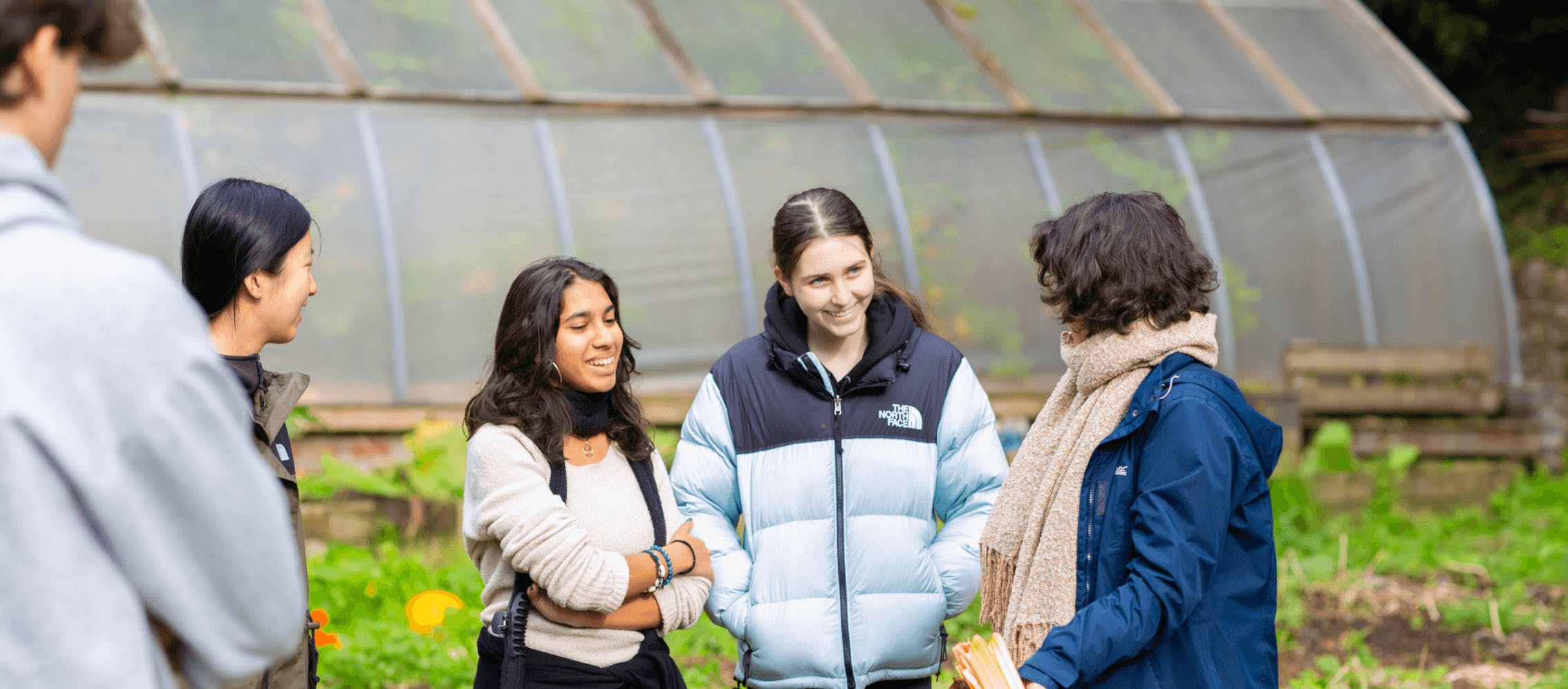 students in the garden