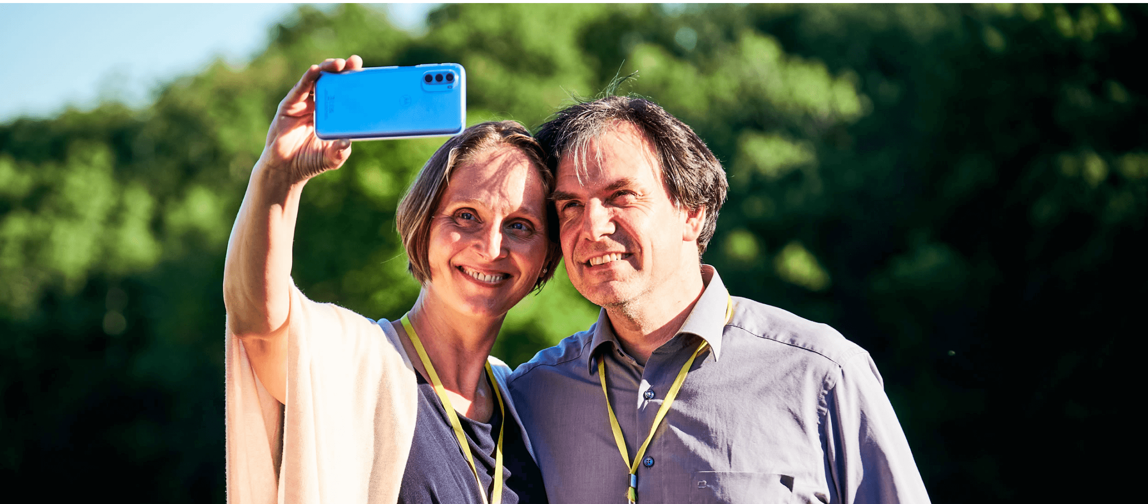 Man and women taking a selfie