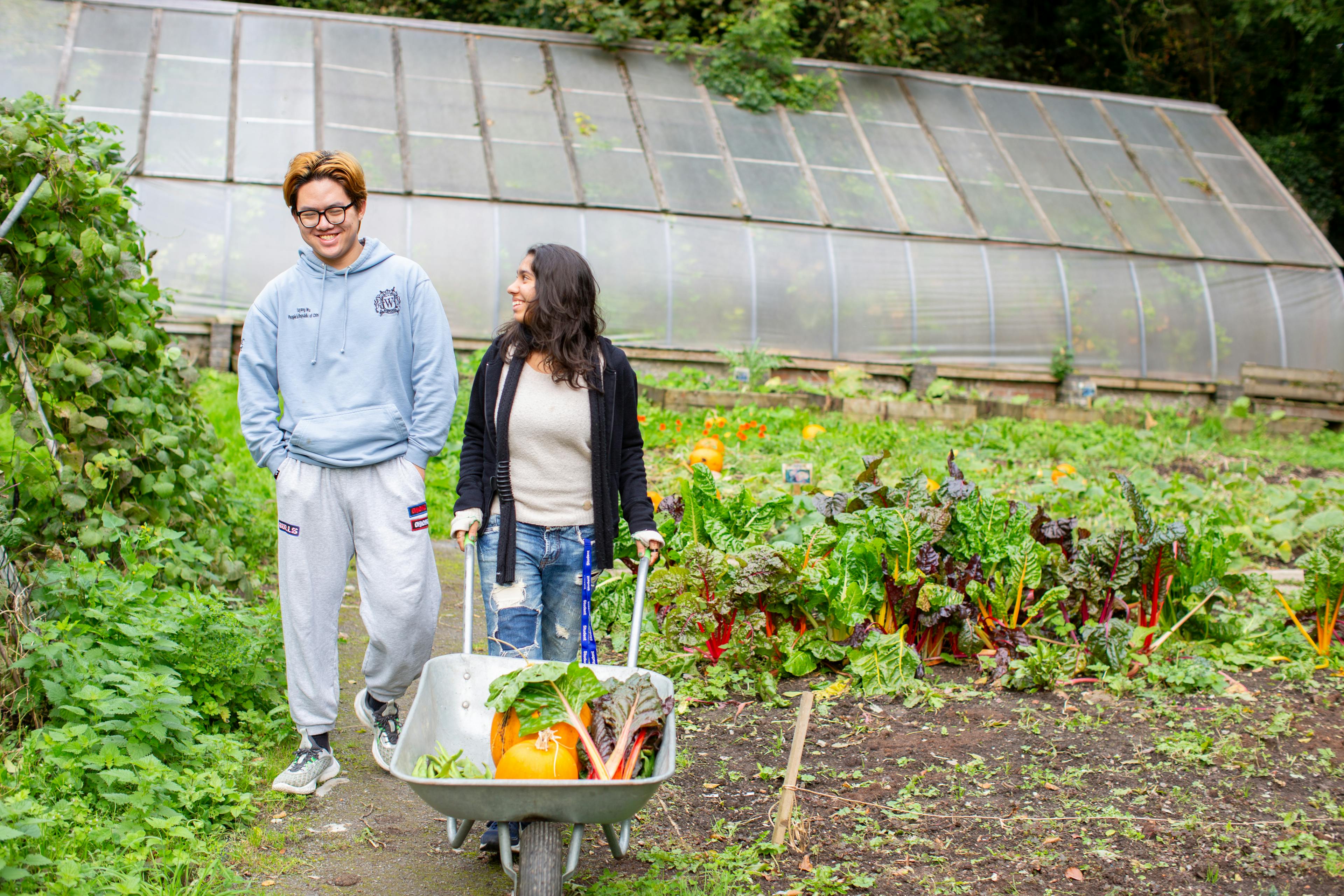 students gardening