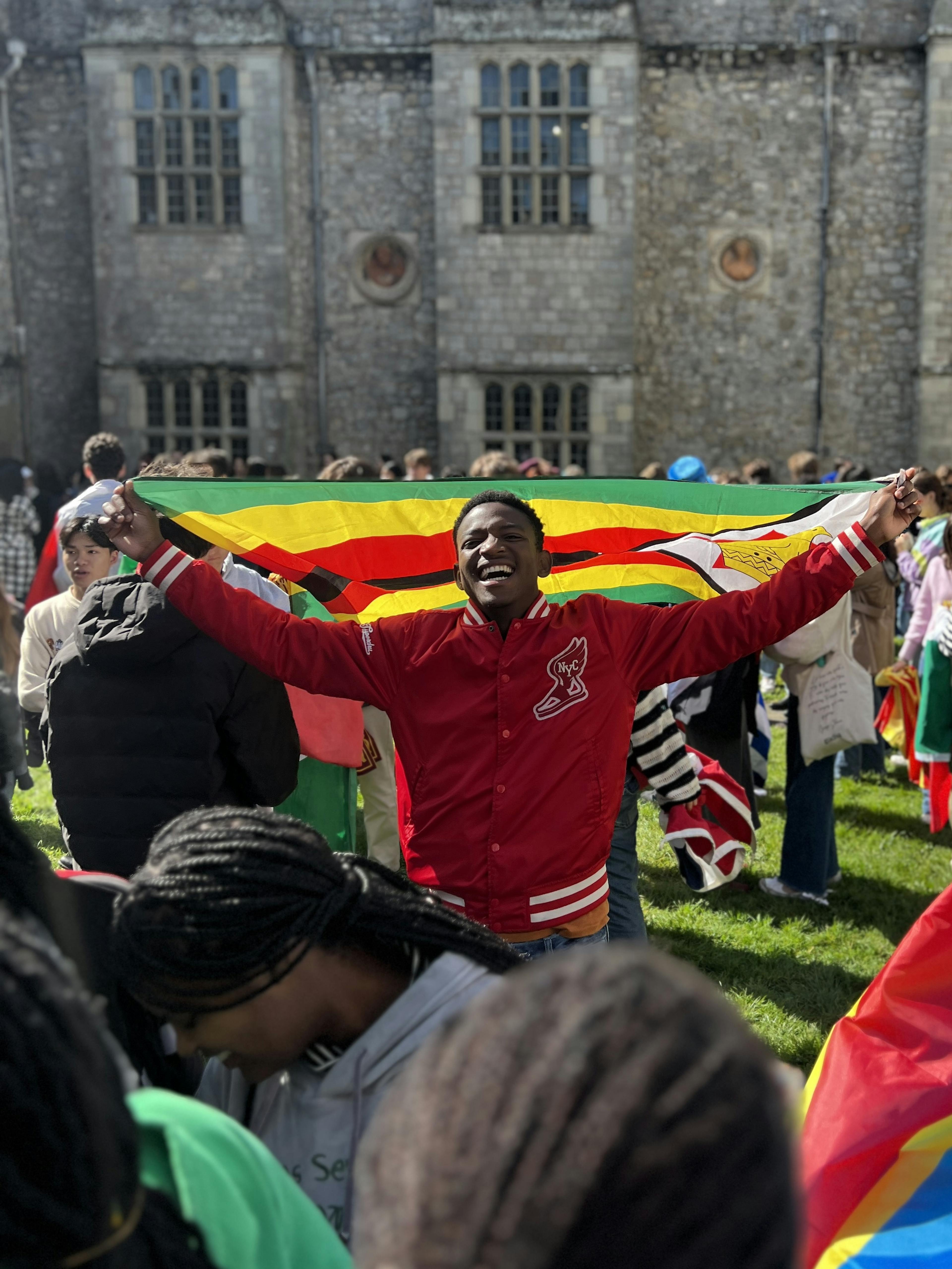 students with flags