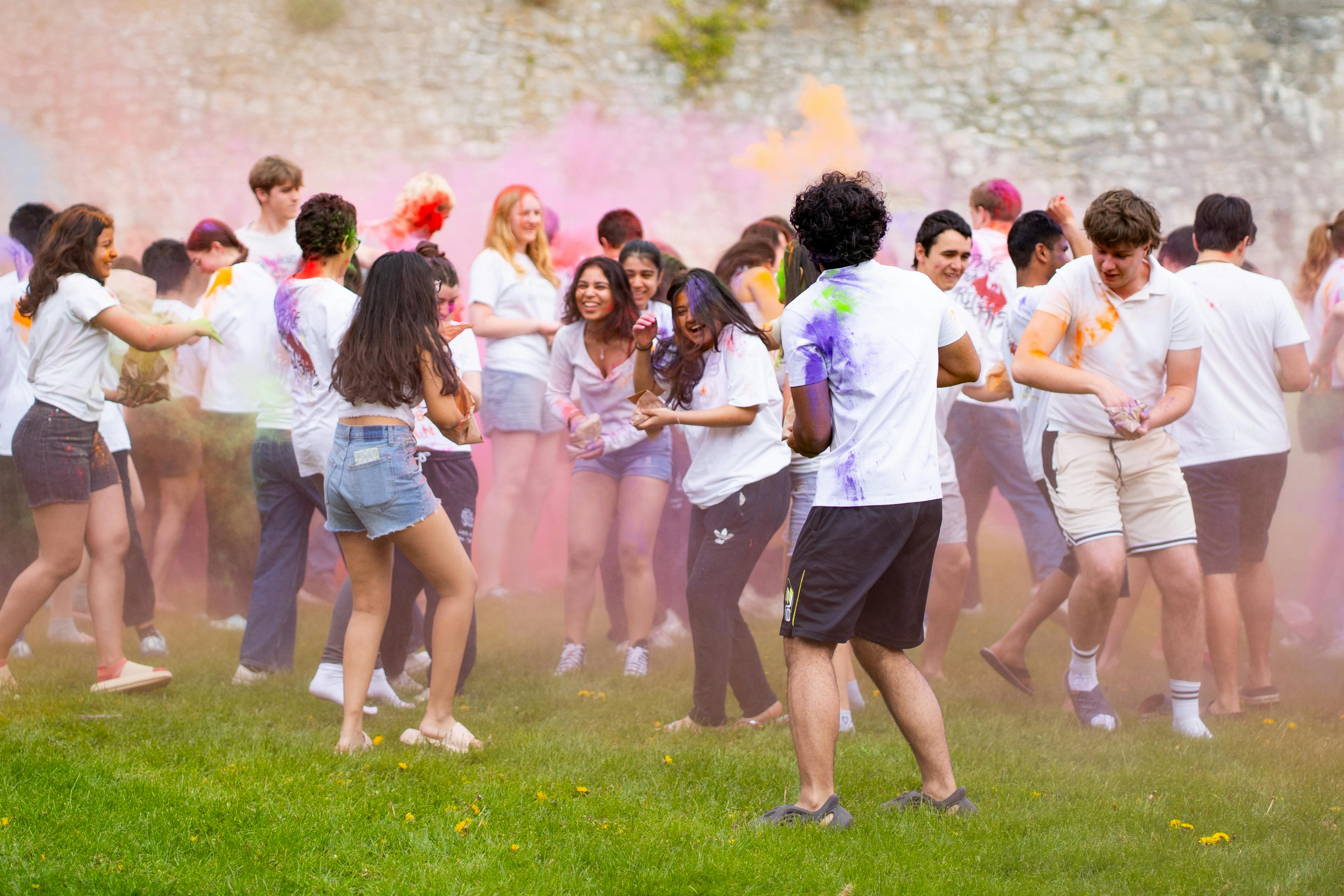 UWC Atlantic students celebrating holi