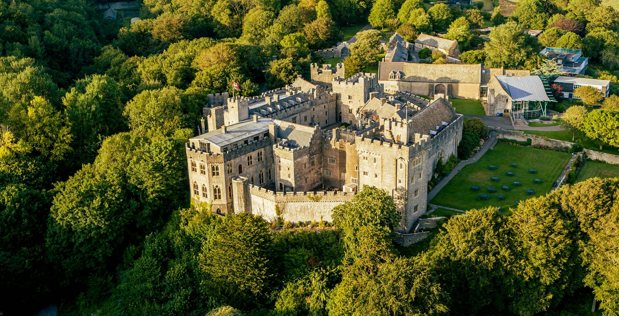 aerial shot of st donats castle