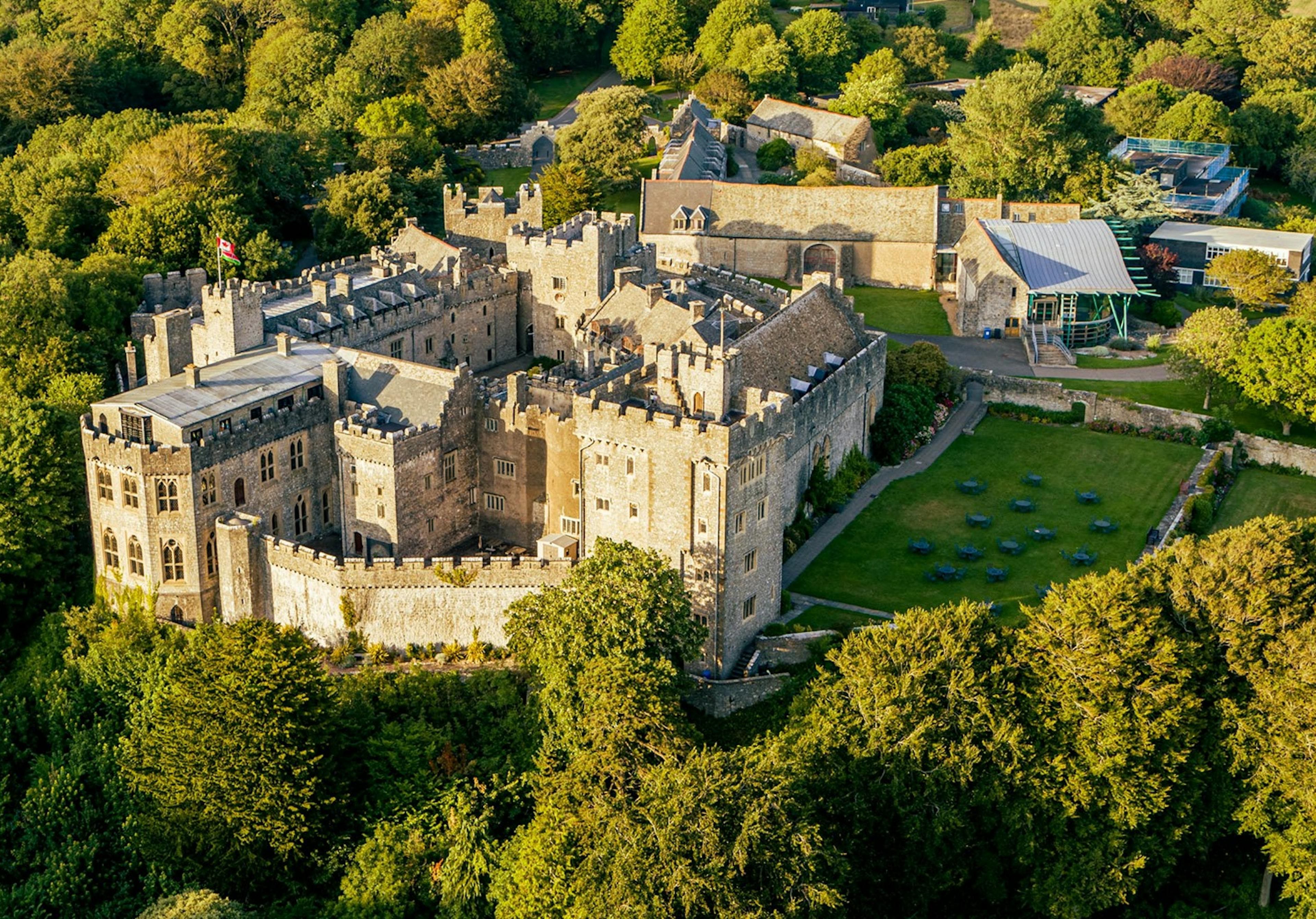 aerial shot of st donats castle