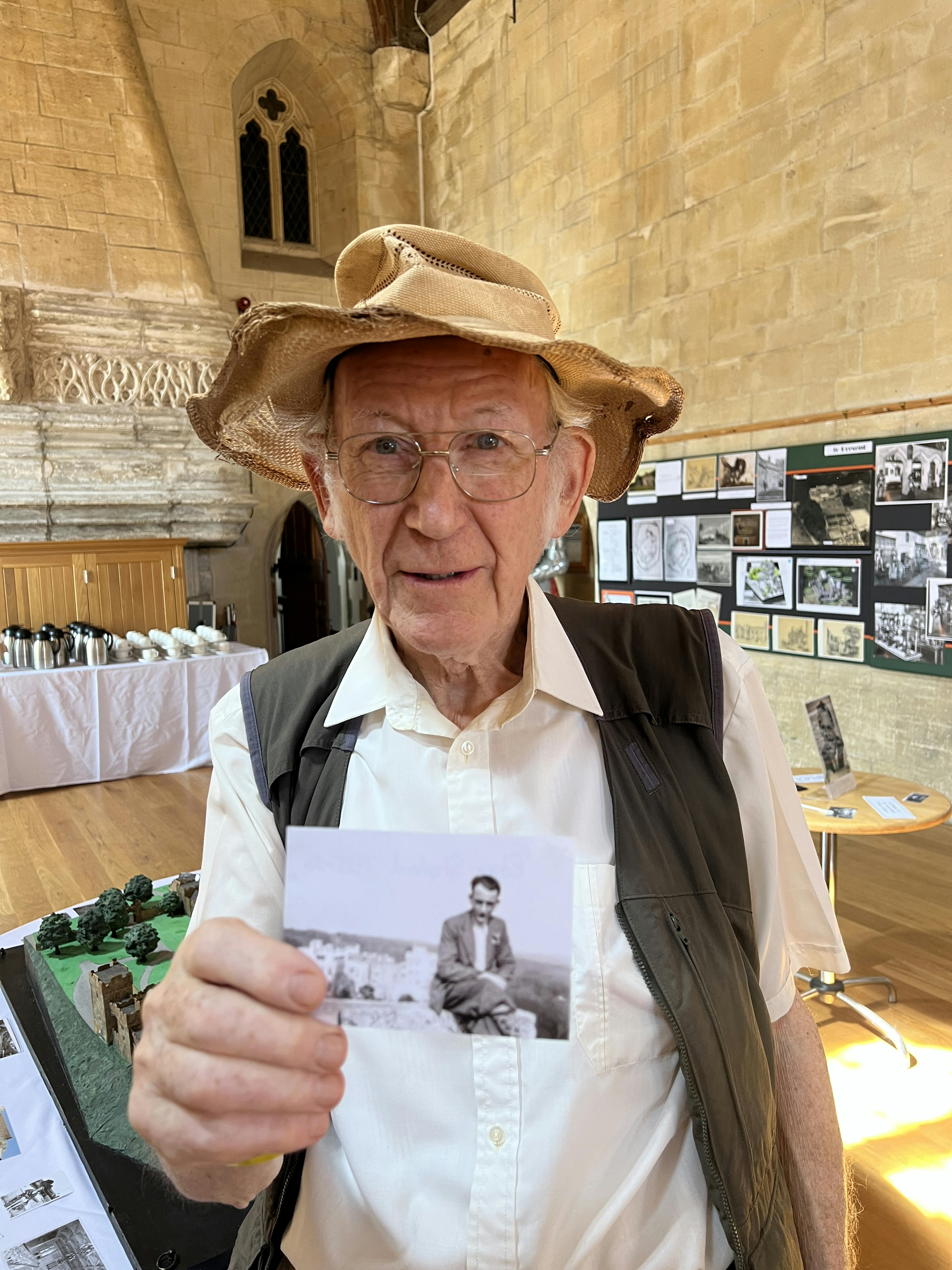 Dr Robin Shepperd whose parents met and worked at St Donats with Hearst's hat 