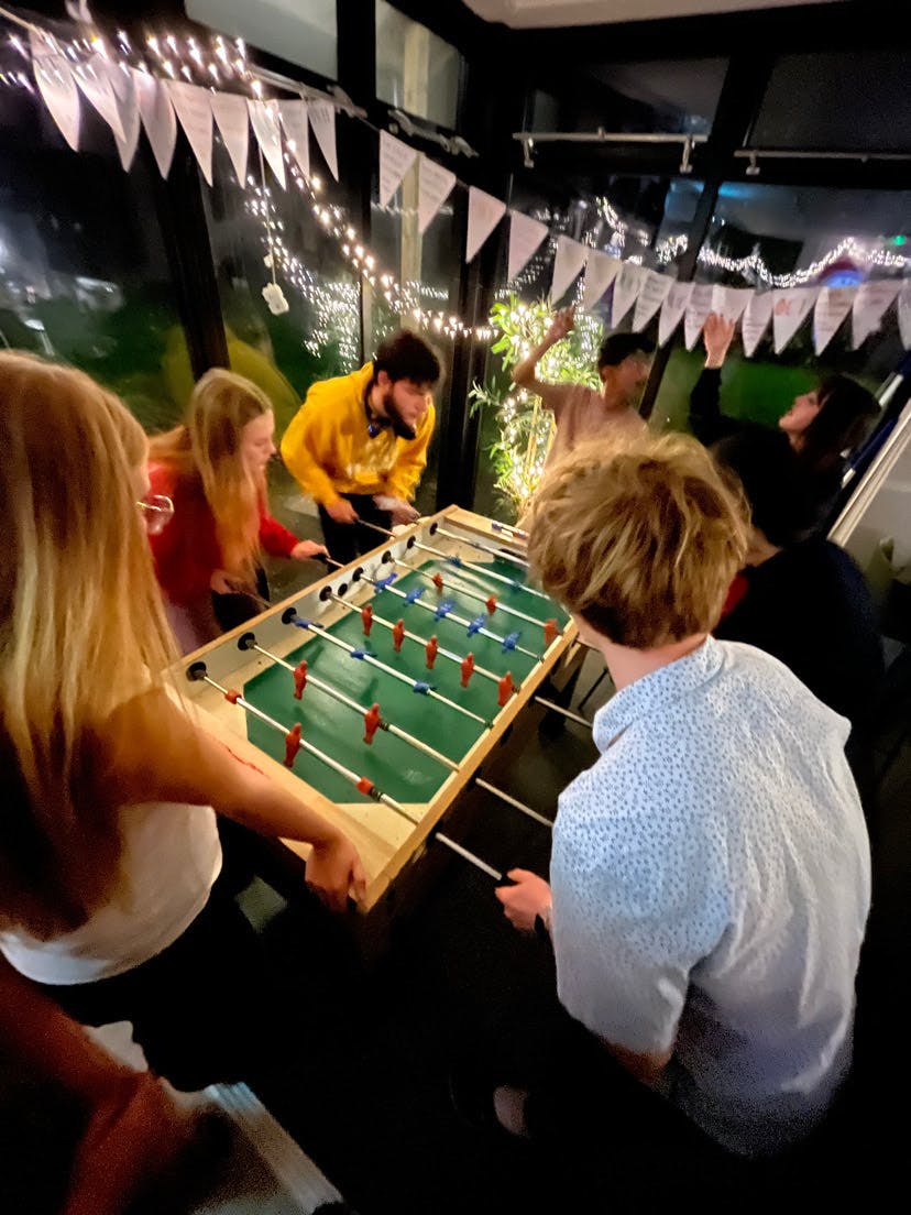 UWC students play table football