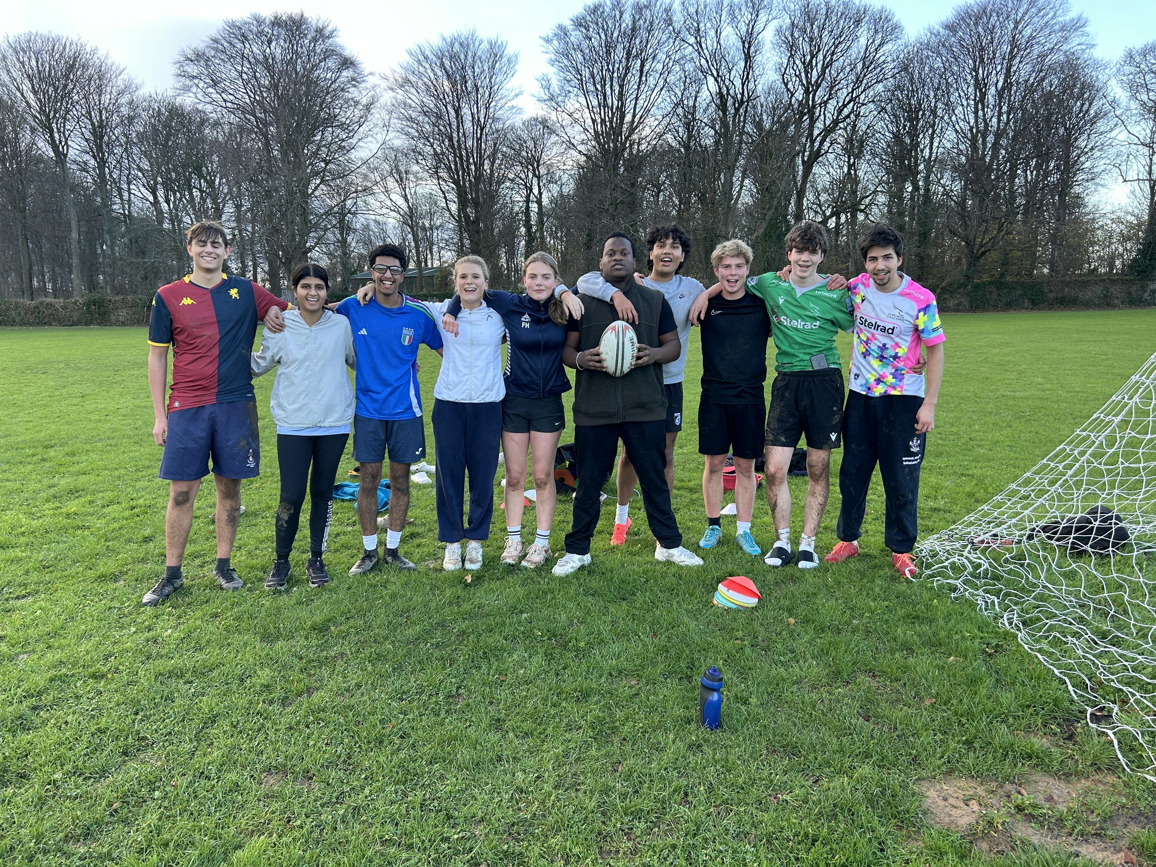 Sheryl a UWC Atlantic student takes rugby lessons