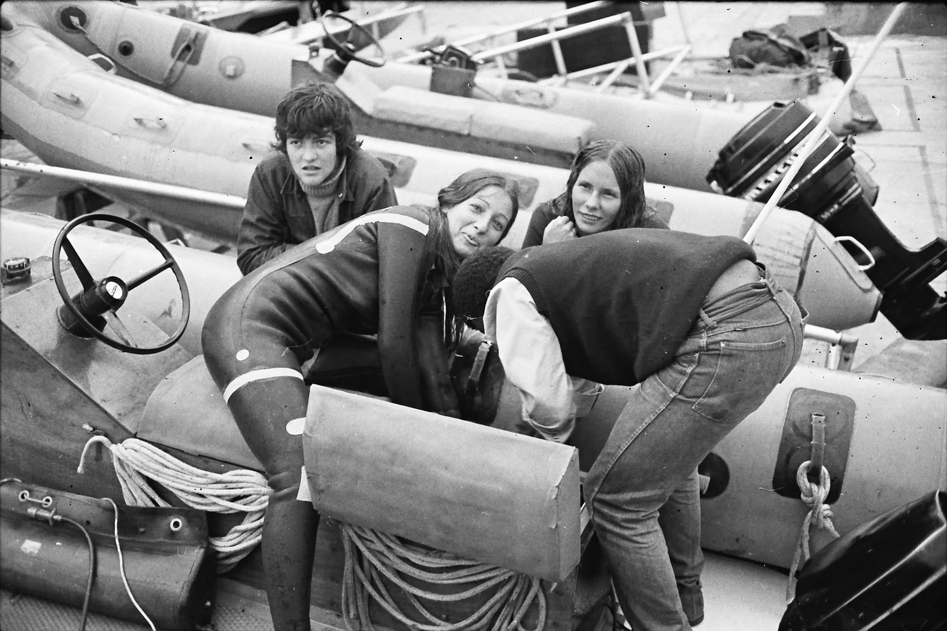 UWC Atlantic students working with a RIB boat