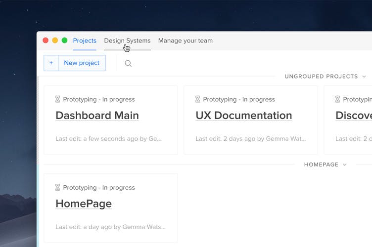 UXPin dashboard