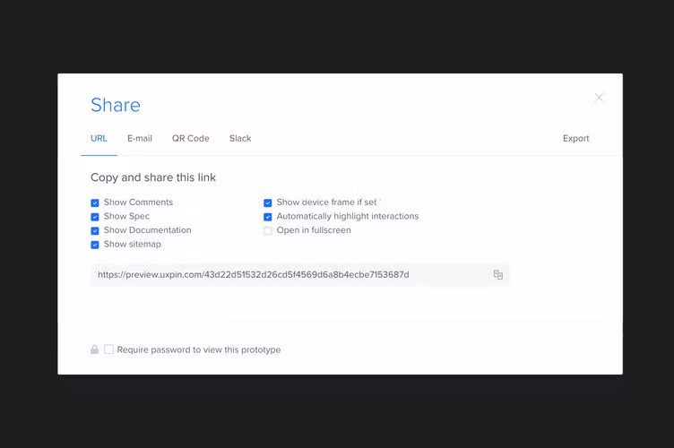 UXPin dashboard