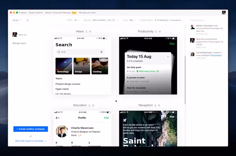 UXPin dashboard