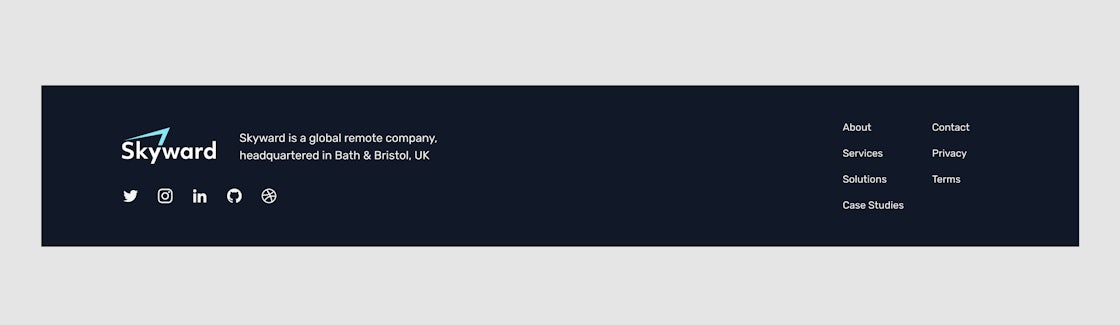 Skyward's website footer.