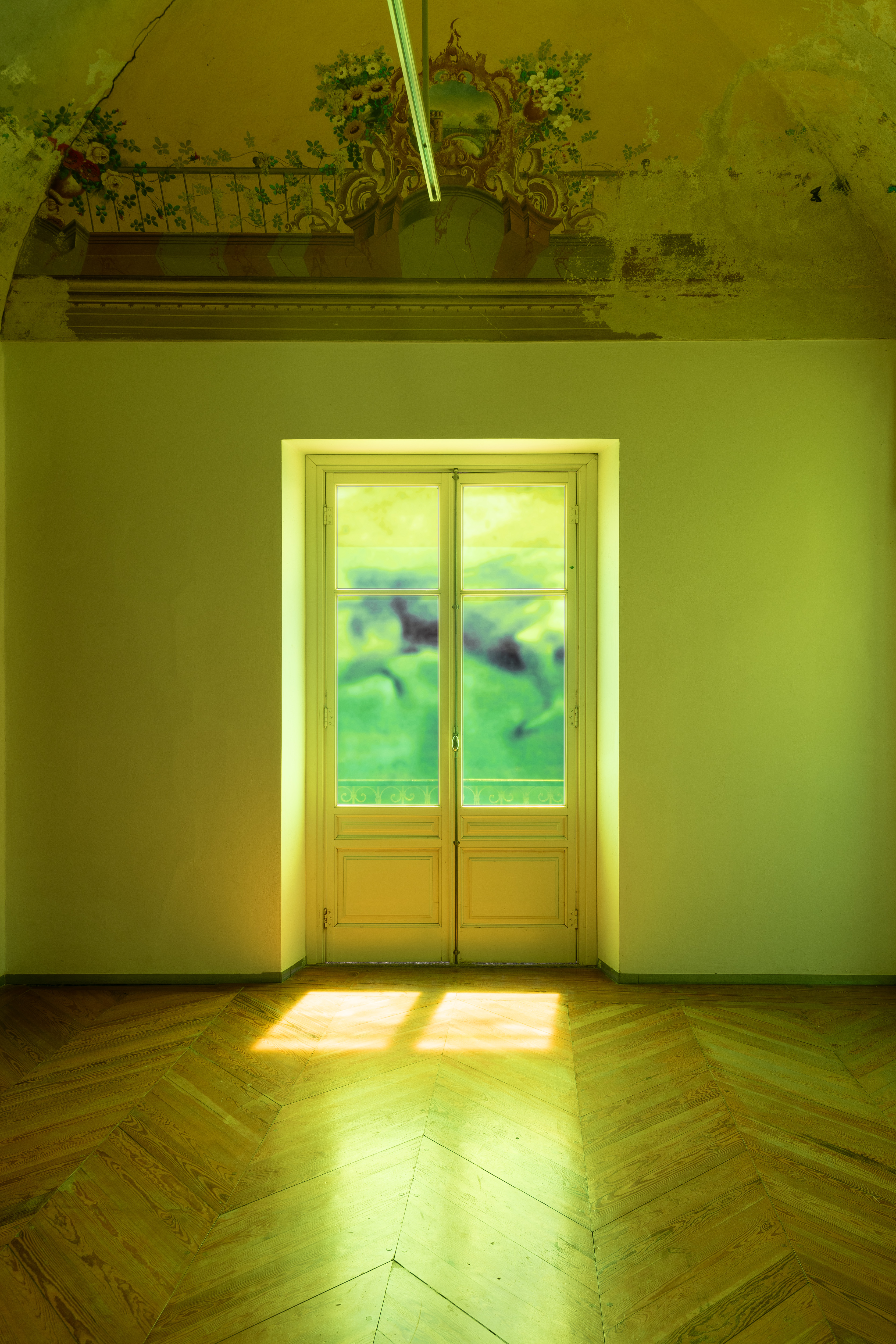 Undrowned, 2025 Window decals / variable dimensions Courtesy the artist and Fondazione Sandretto Re Rebaudengo