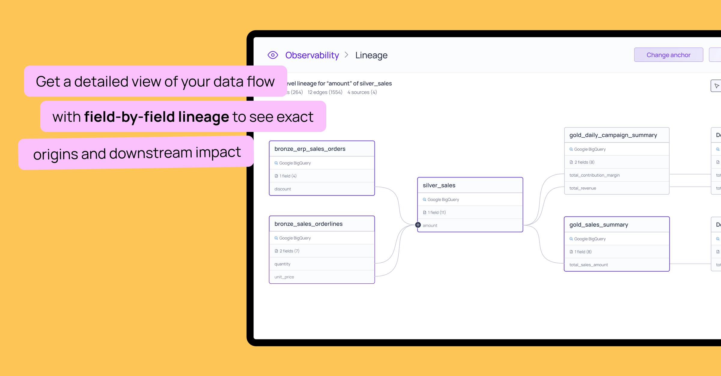 Field-by-field lineage to see origin and impact of data issues