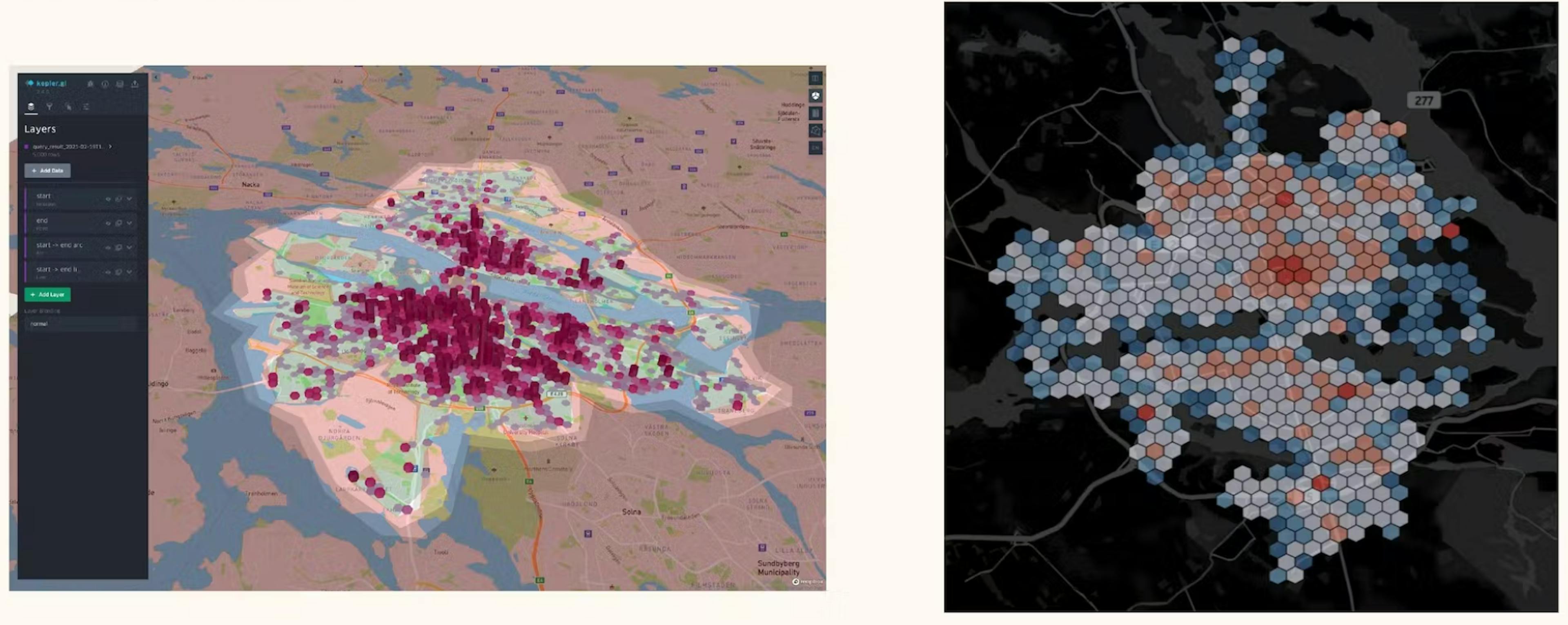 More advanced analyses using hexbins at Voi.