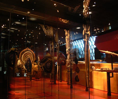 View of the African exhibit hall at the he Musée du quai Branly, Paris, France