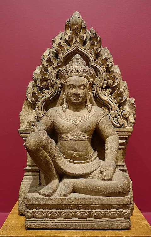 A seated figure in a niche; 950-975 AD; made in the Bantey Srei style; Dallas Museum of Art