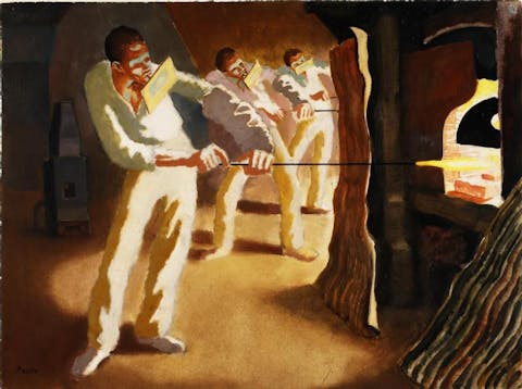 Glass-blowers 'Gathering' from the Furnace by Mervyn Peake. (Public Domain)