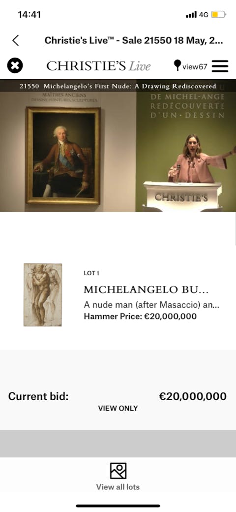 Christie’s Live, the drawing being sold
