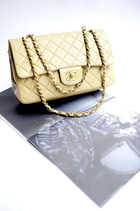 Chanel padded flap bag, handbag in creme leather