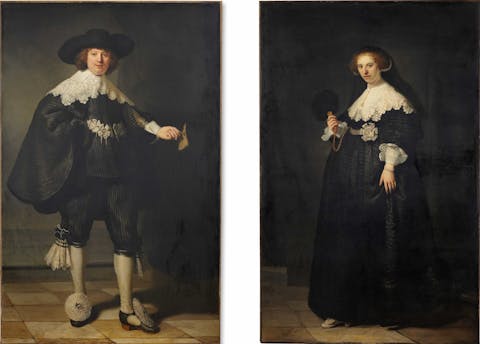 Rembrandt van Rijn, Pendant Portraits of Maerten Soolmans and Oopjen Coppit (Public Domain)
