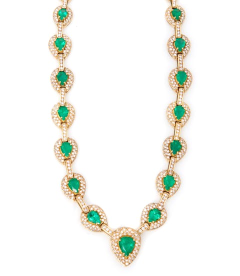 Eine Halskette aus Diamanten und Smaragden, die bei  Bonhams,Los Angeles zu einem Preis von 11,875 USD verkauft wurde