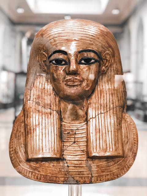 Golden pharoah head in Egyptian Museum, Cairo