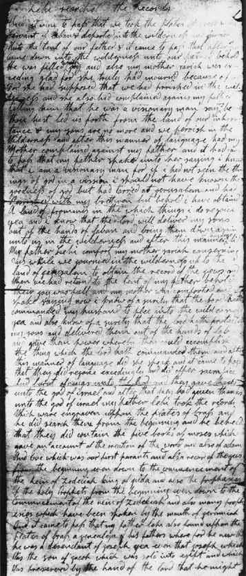 Book of Mormon, original manuscript page from 1830