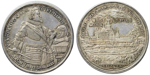 Christian IV, medalj Kalmar slott, old medal with Kalmar Castle