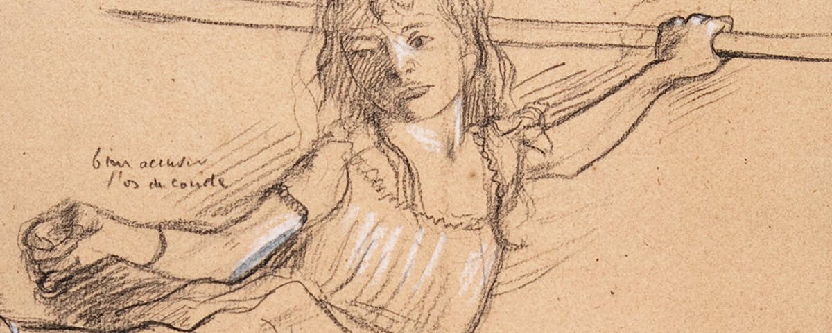 drawing of young girl practicing ballet