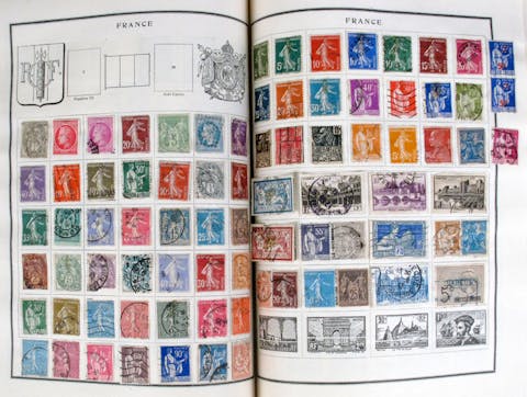 Briefmarkenalbum, französische Briefmarken